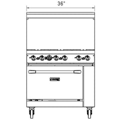 36" Gas Range with Six (6) Open Burners